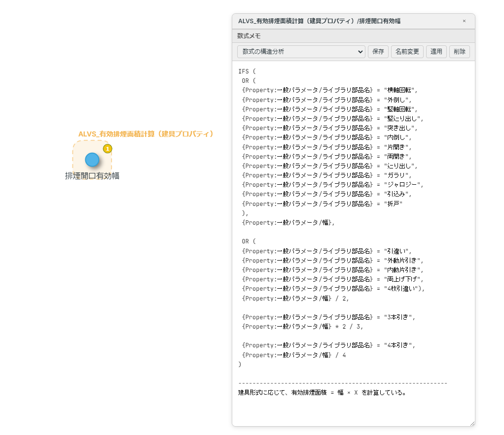 改行で整形した数式と解説を書き込んだ数式メモのウィンドウ